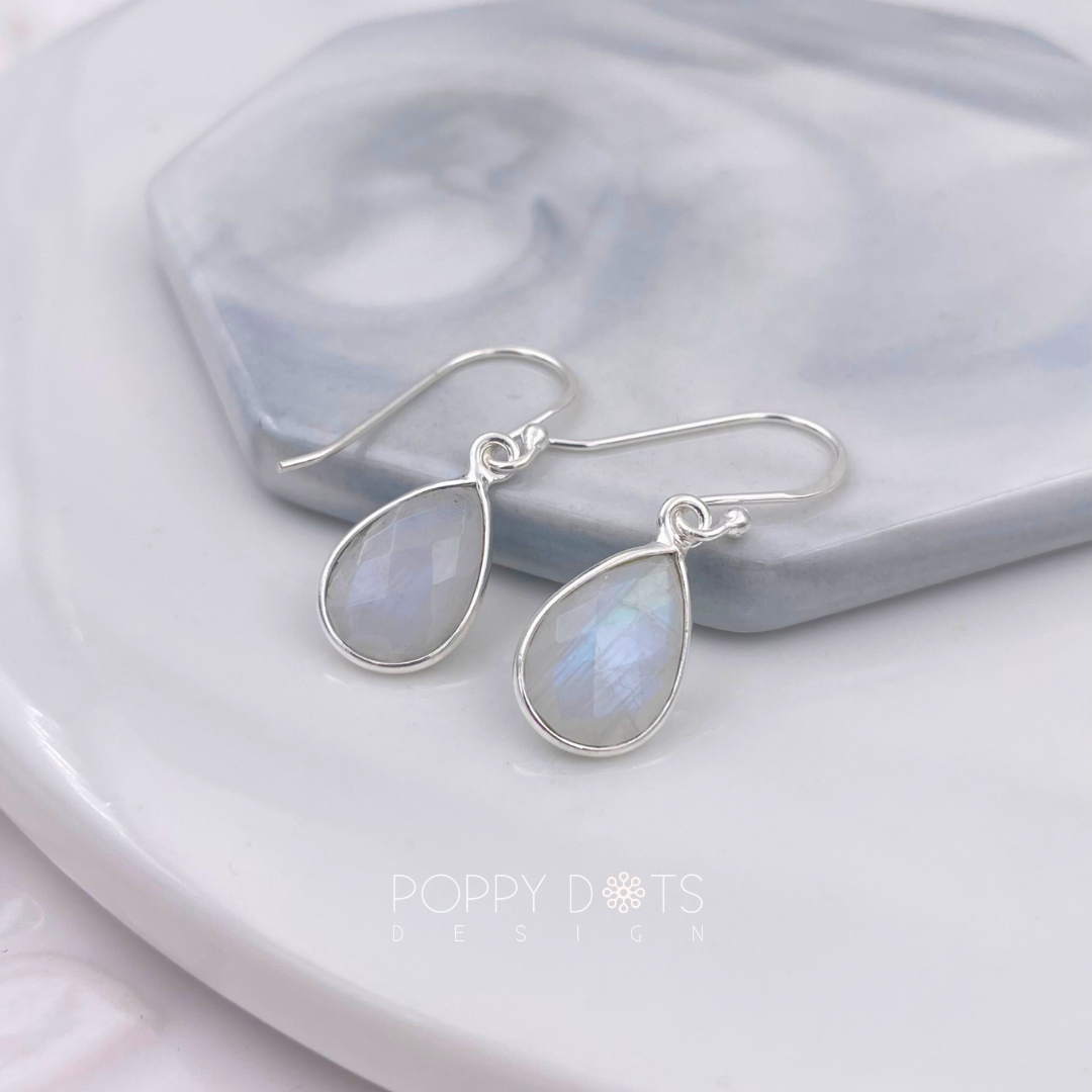 Sterling Silver Moonstone Drop Earrings