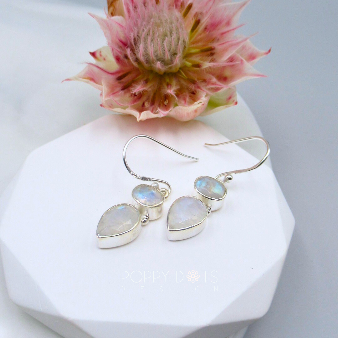 Luxurious Sterling Silver Moonstone Earrings