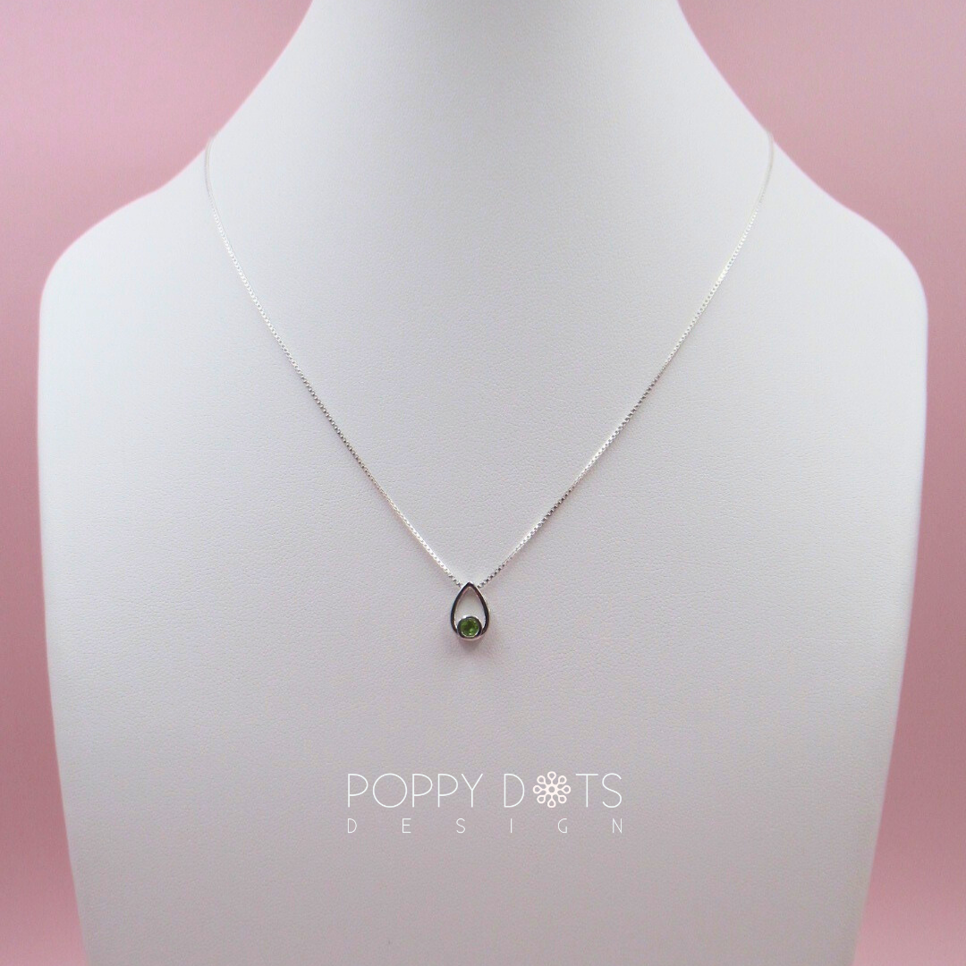 Sterling Silver Peridot Teardrop Slider Pendant