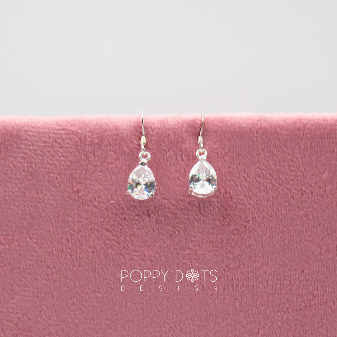 Sterling Silver Teardrop Zirconia Earrings