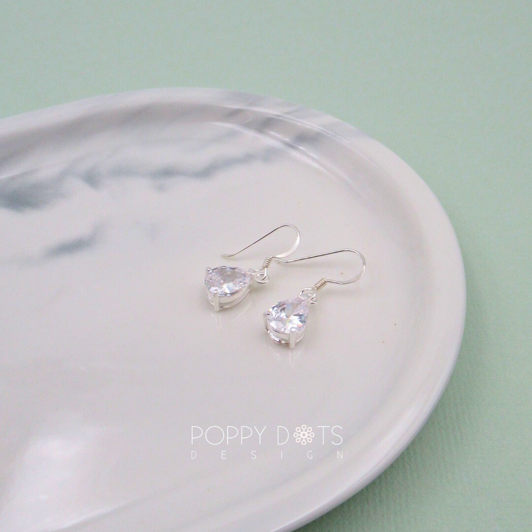 Sterling Silver Teardrop Zirconia Earrings