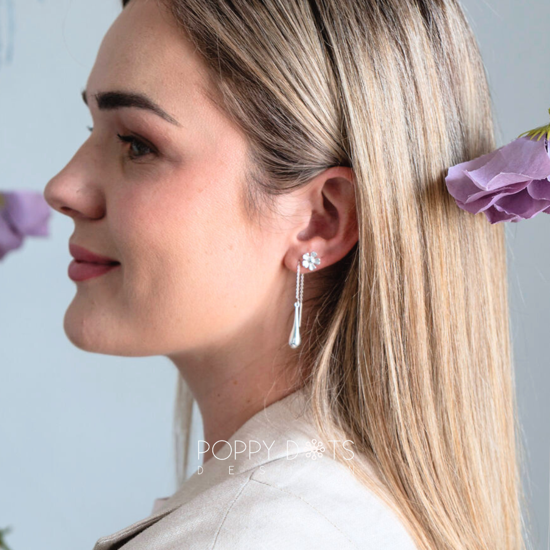 Sterling Silver Cosmos Flower Studs