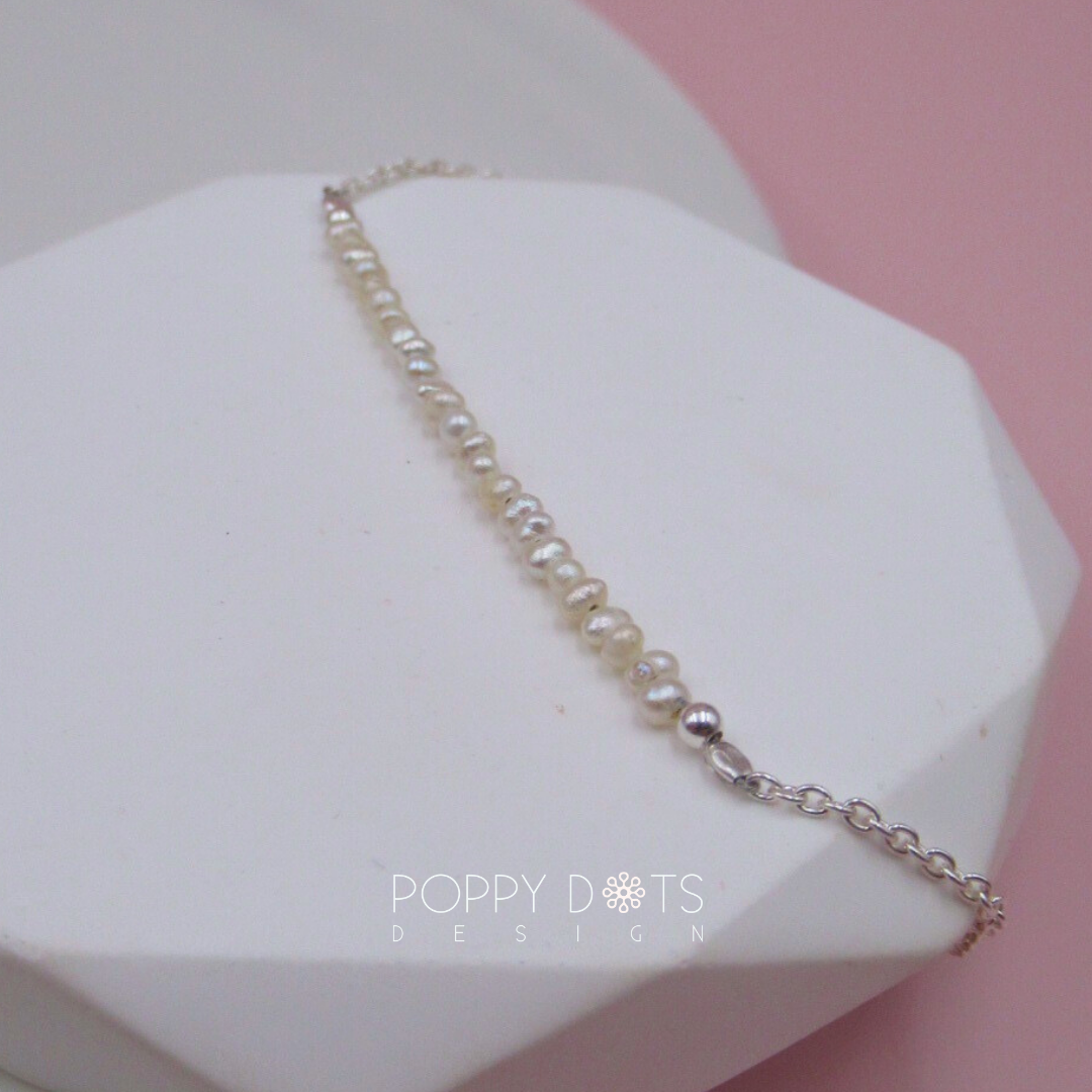 Sterling Silver Tiny Freshwater Pearl Bracelet