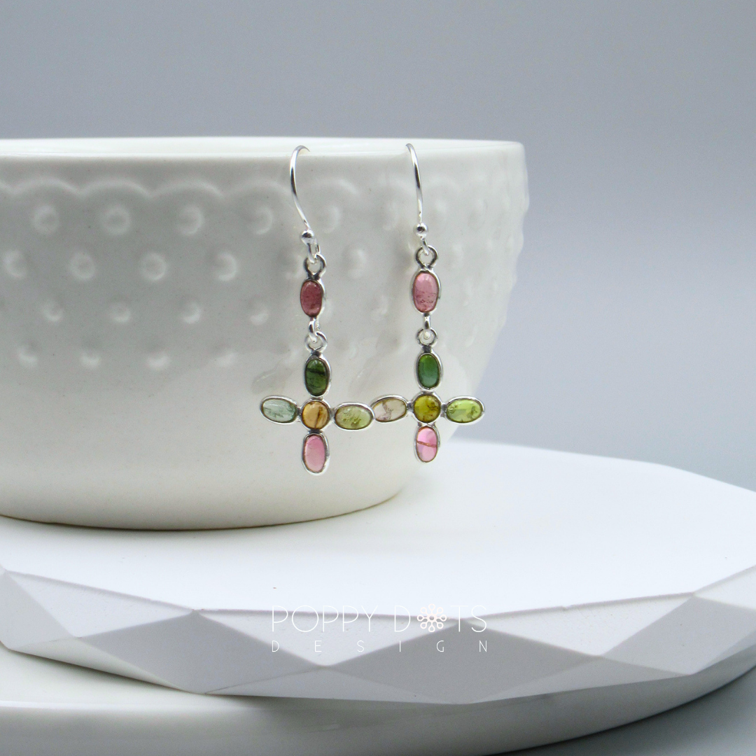 Sterling Silver Star Tourmaline Earrings