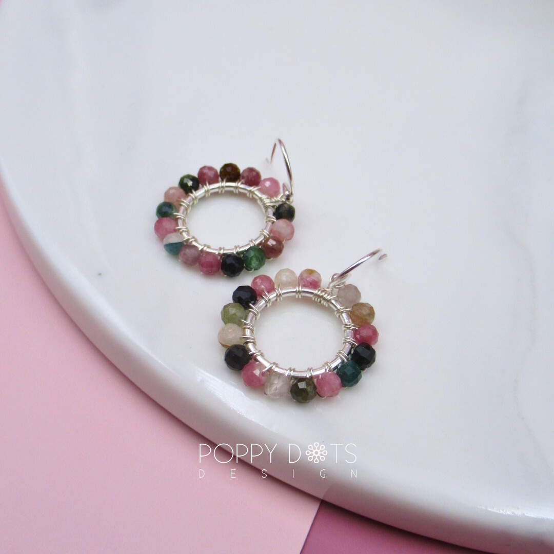 Sterling Silver Fun Tourmaline Hoop Earrings