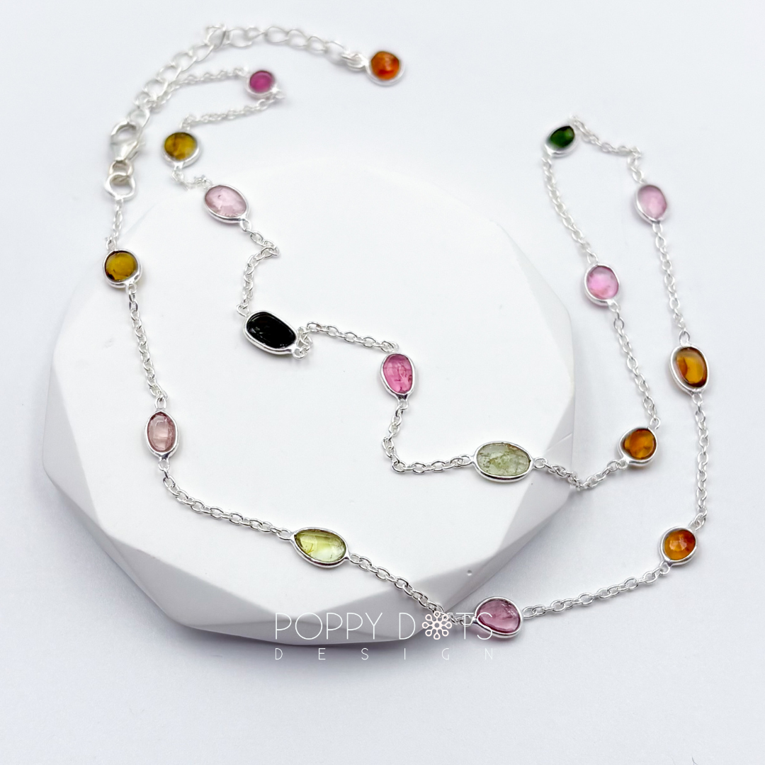 Sterling Silver Oval Tourmaline Necklace