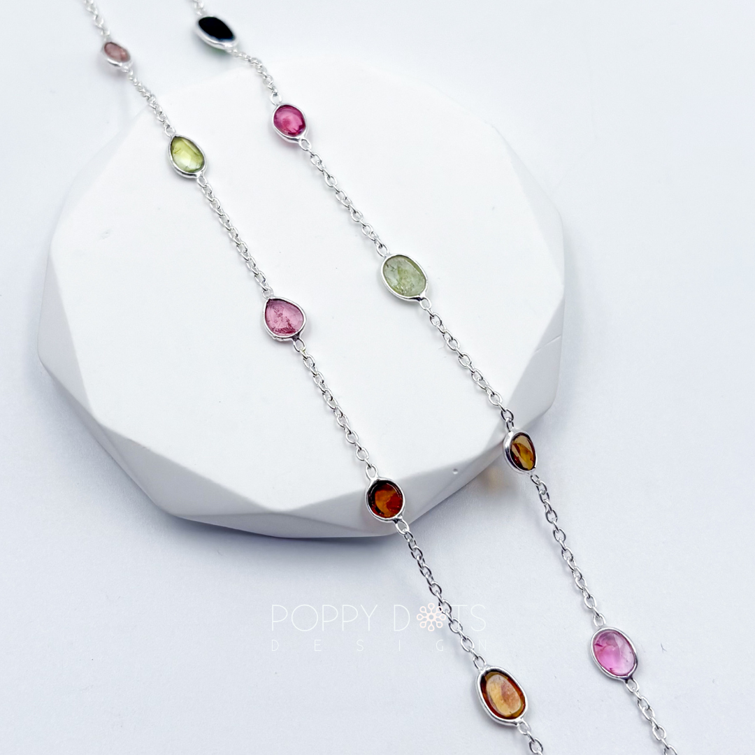 Sterling Silver Oval Tourmaline Necklace