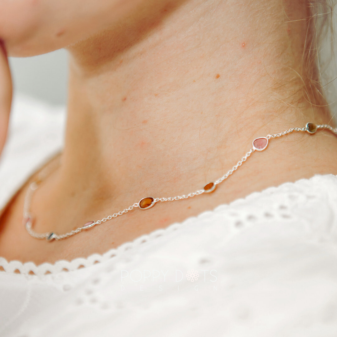 Sterling Silver Oval Tourmaline Necklace