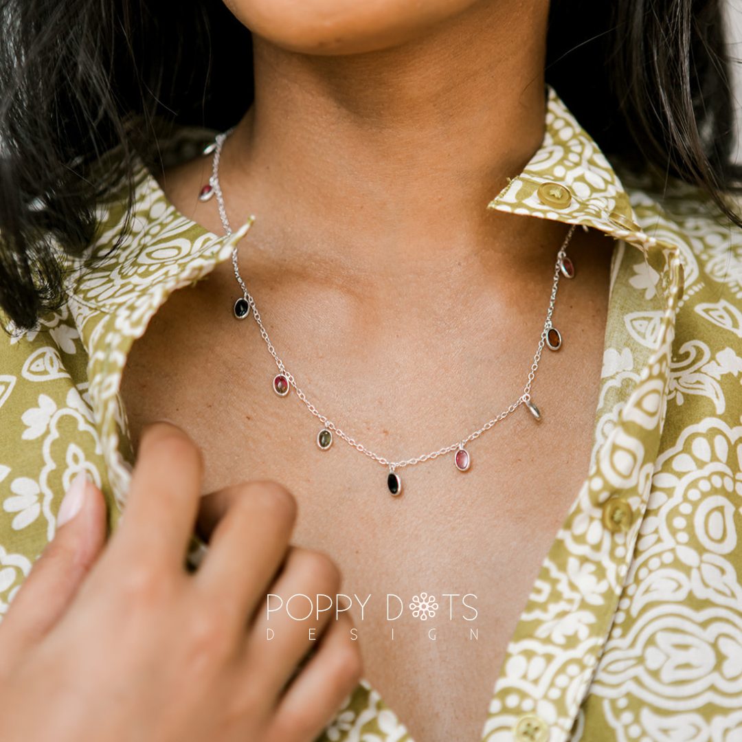 Sterling Silver Tourmaline Dazzle Necklace