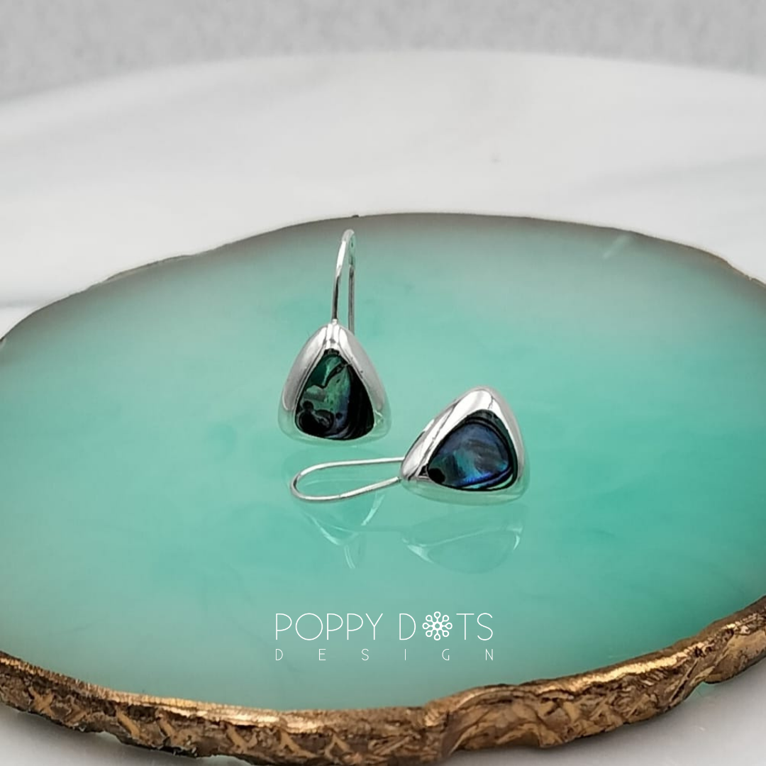 Sterling Silver Triangle Shell Earrings