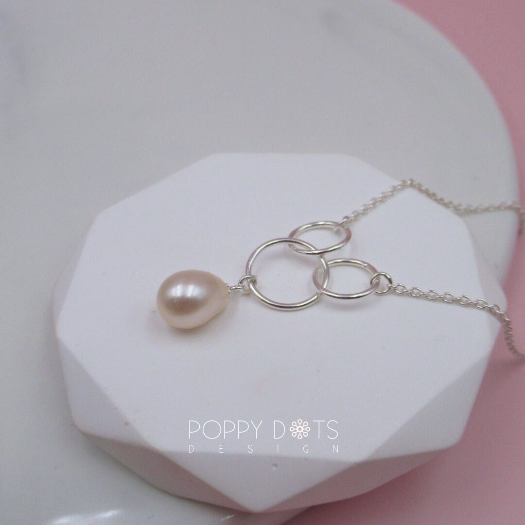 Sterling Silver Trinity Freshwater Pearl Necklace