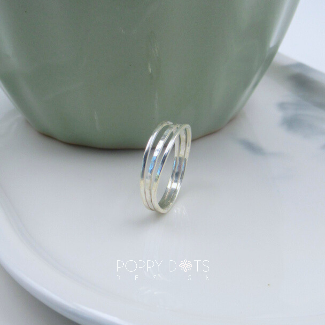 Sterling Silver Stylish Triple Band Ring