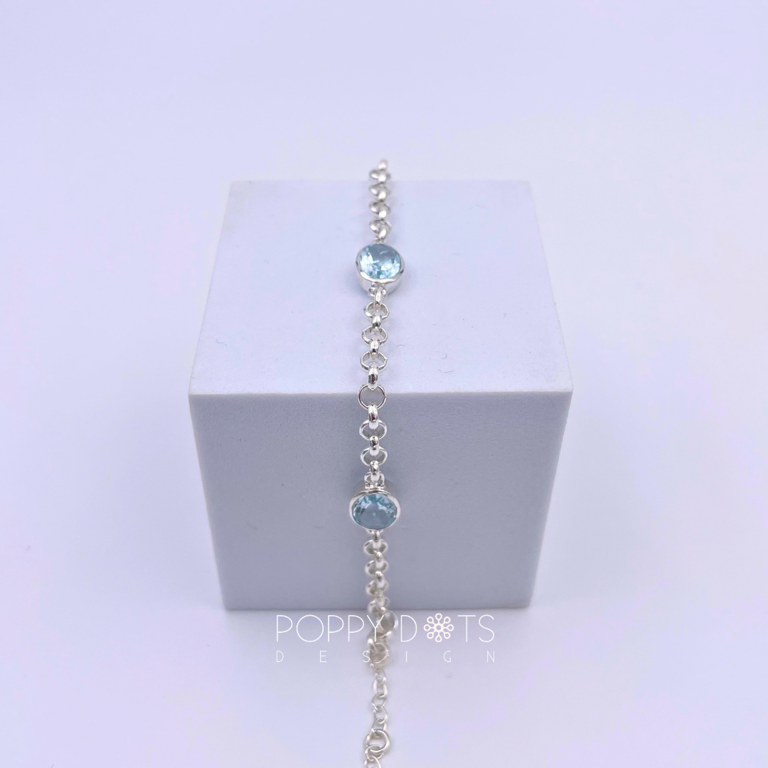 Sterling Silver Blue Topaz Oval Bracelet