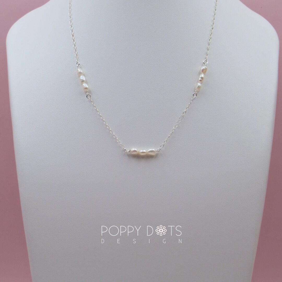 Sterling Silver Triple Three Pearl Necklace