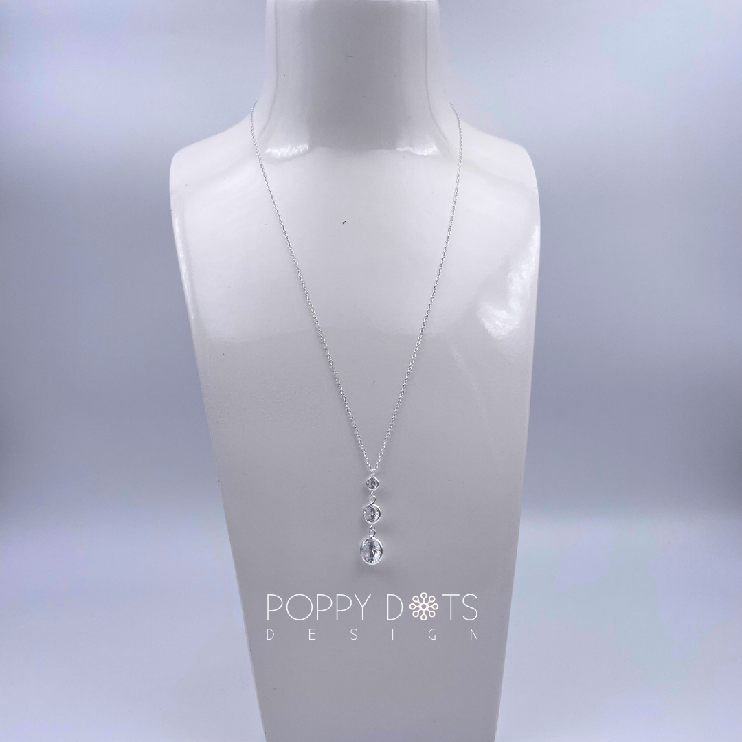 Sterling Silver Triple Round Zirconia Necklace