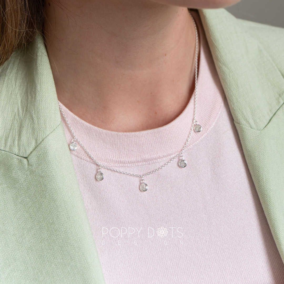 Sterling Silver Round Zirconia Dazzle Necklace
