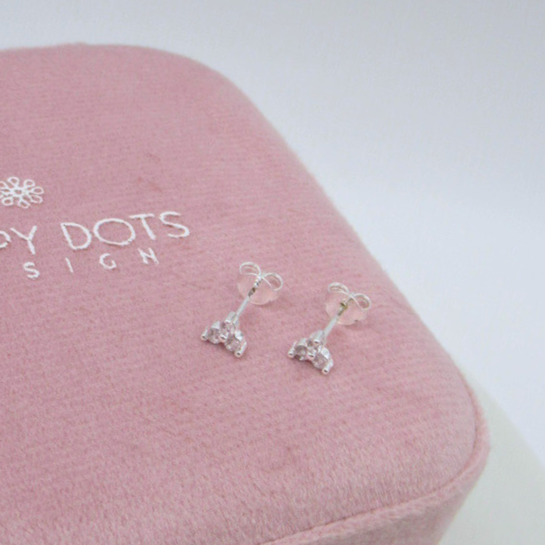 Sterling Silver Tiny Trillion Zirconia Studs