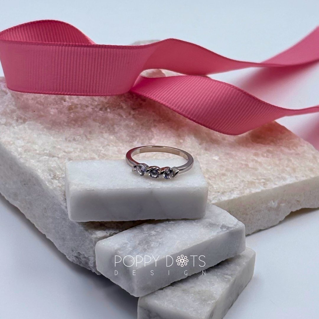 Sterling Silver Zirconia Triple Round Ring