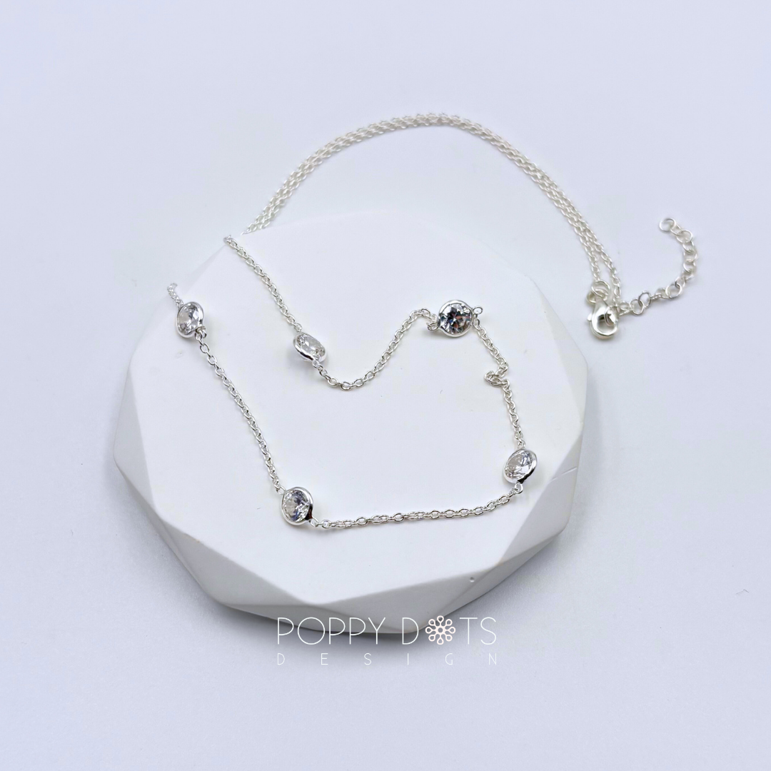 Sterling Silver Dainty Zirconia Necklace