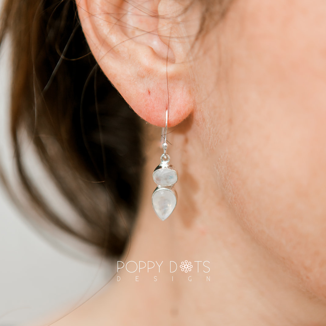 Luxurious Sterling Silver Moonstone Earrings