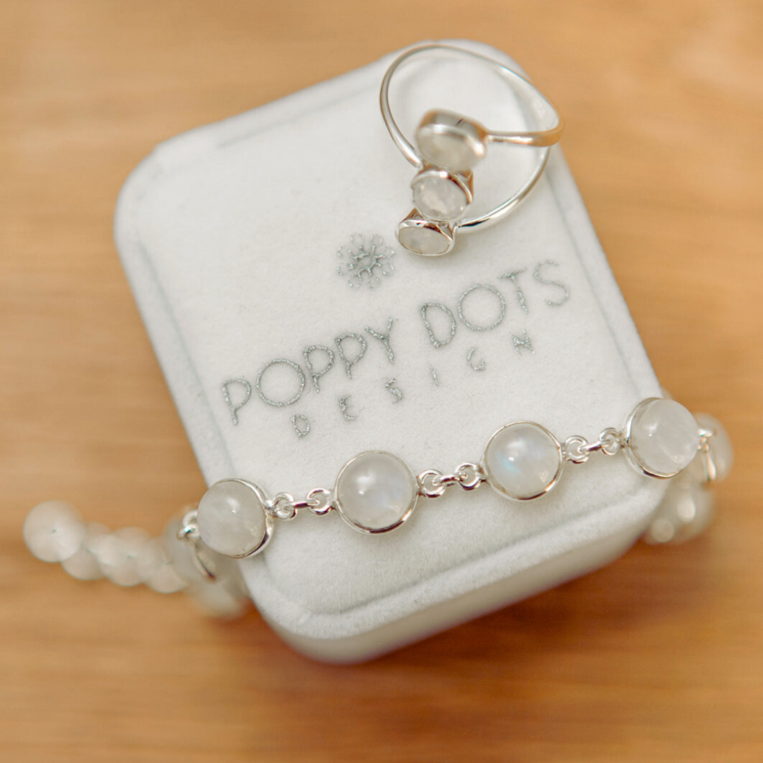 Sterling Silver Triple Moonstone Ring