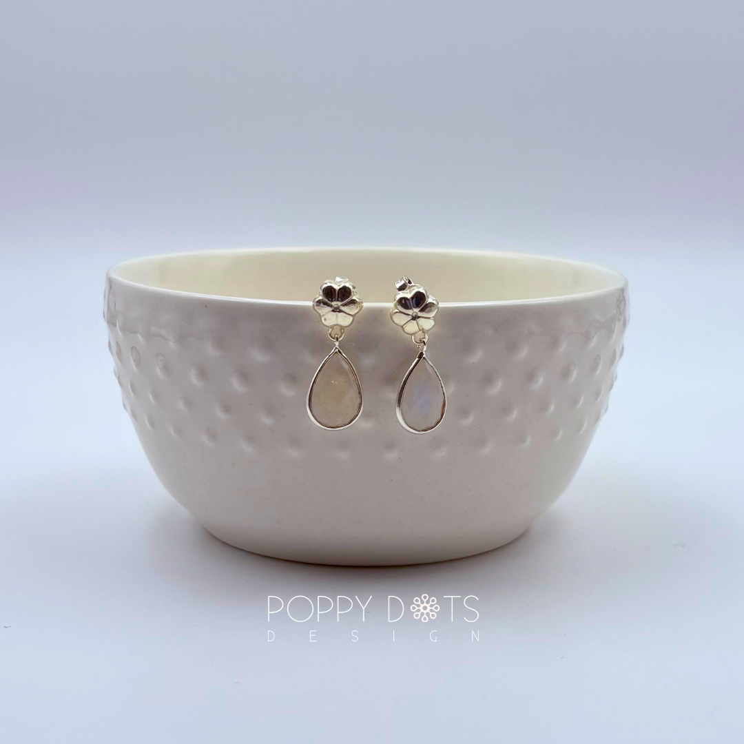 Sterling Silver Teardrop Moonstone Studs