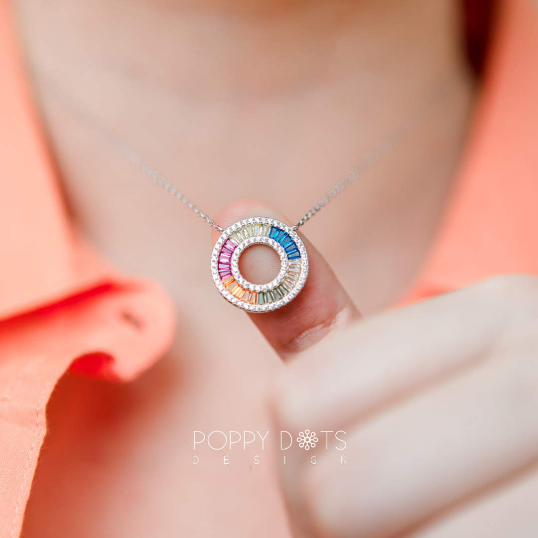 Sterling Silver Multicoloured Zirconia Joy Necklace