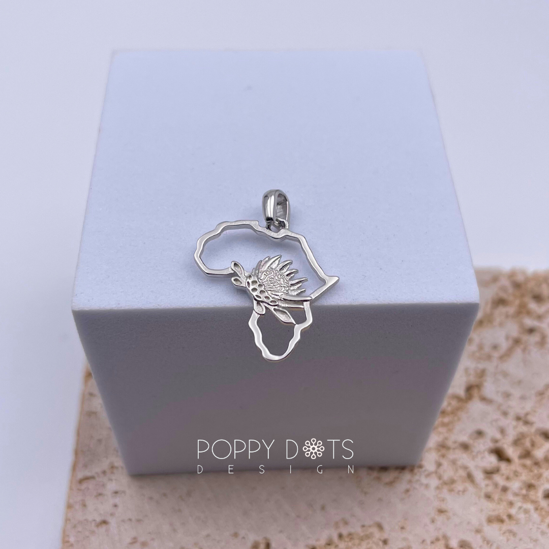 Sterling Silver Africa Protea Pendant