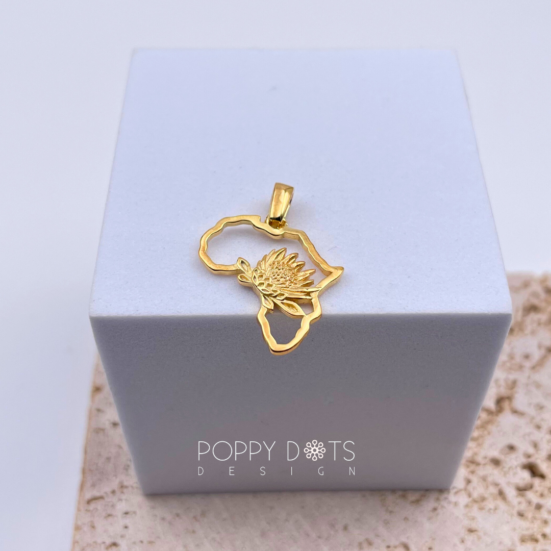 Sterling Silver Gold Plated Africa Protea Pendant