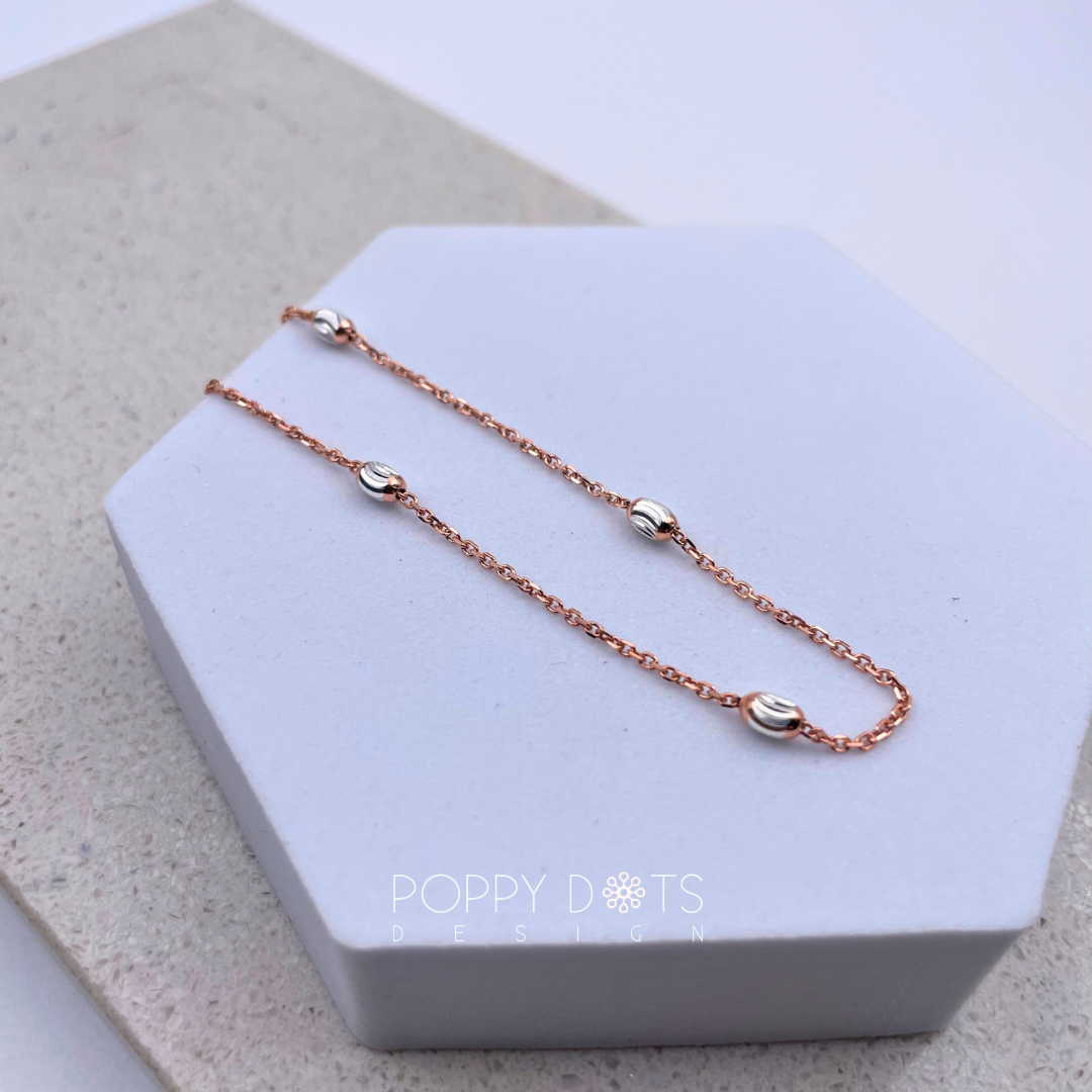 Sterling Silver & Rose Gold Dottie Bracelet (19cm)