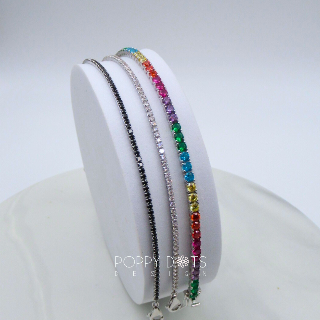 Luxurious Sterling Silver Rainbow Zirconia Tennis Bracelet