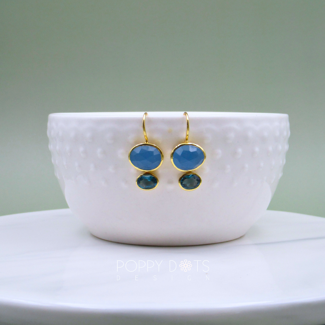 The Princess: Blue Onyx & Blue Topaz Gold-Plated Sterling Silver Earrings