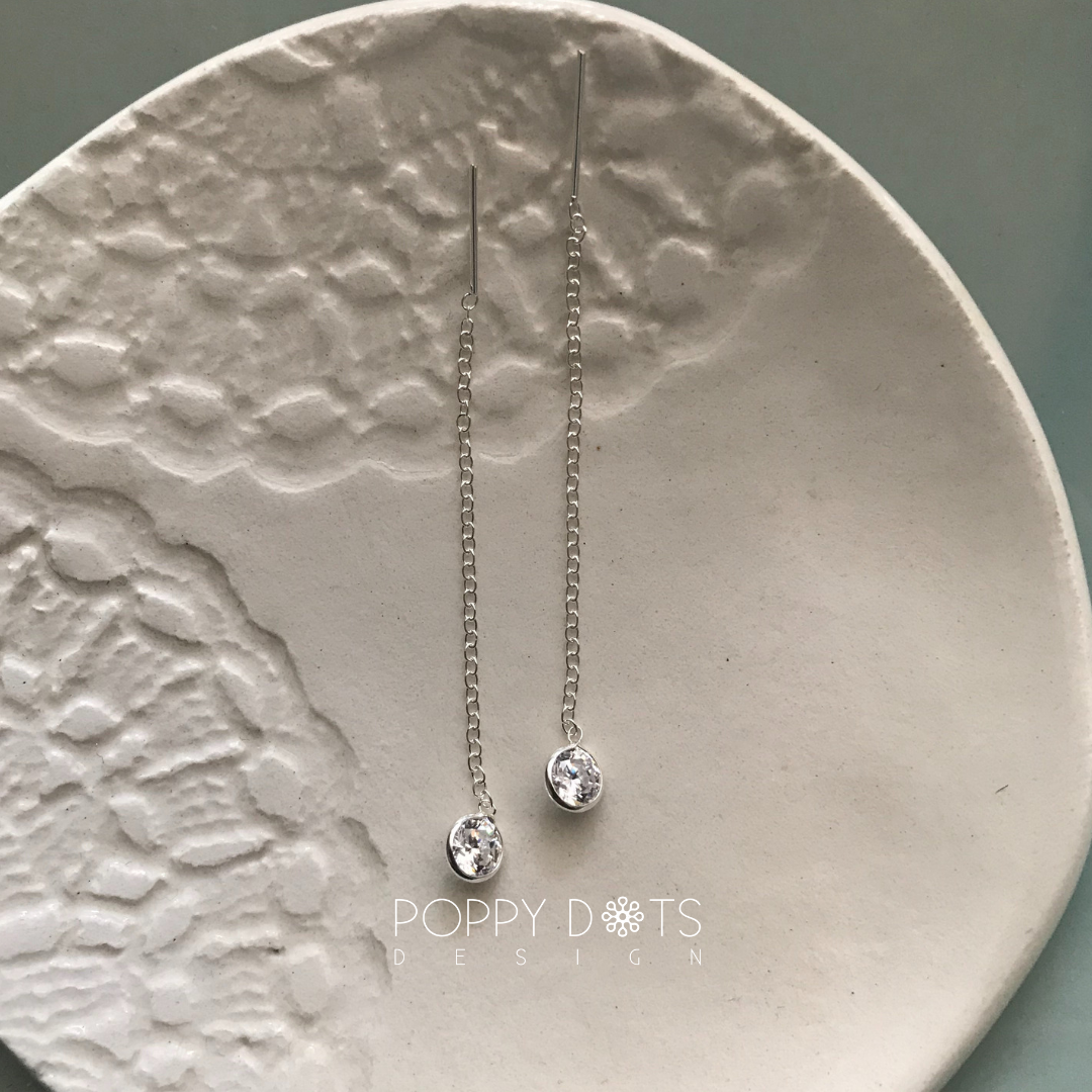Sterling Silver & White Round Zirconia Threaders
