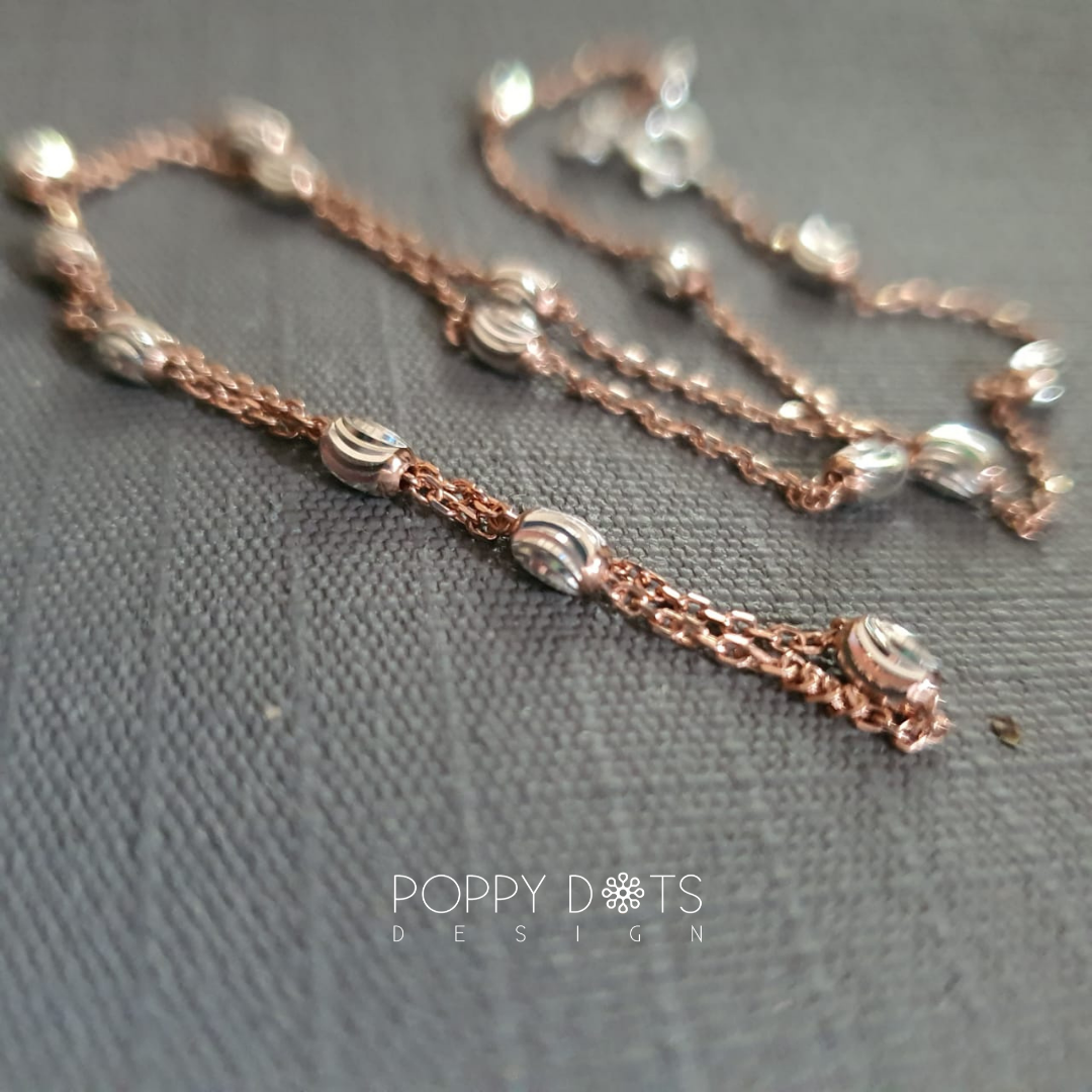 Sterling Silver & Rose Gold 45 cm dottie chain