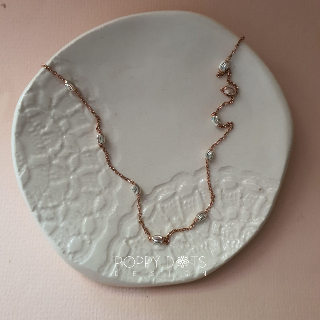 Sterling Silver & Rose Gold 50 cm dottie chain