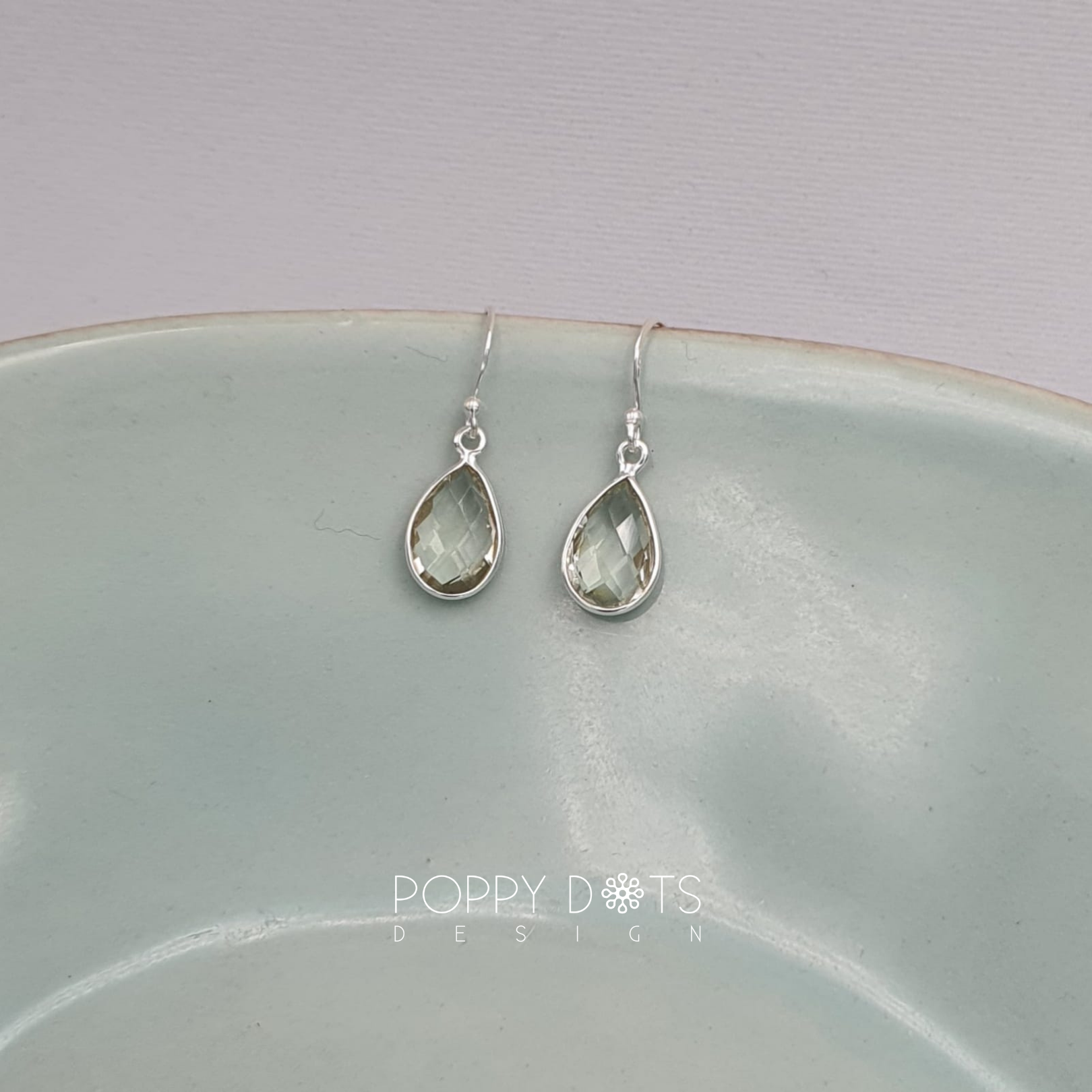 Sterling Silver Green Amethyst Drop Earrings