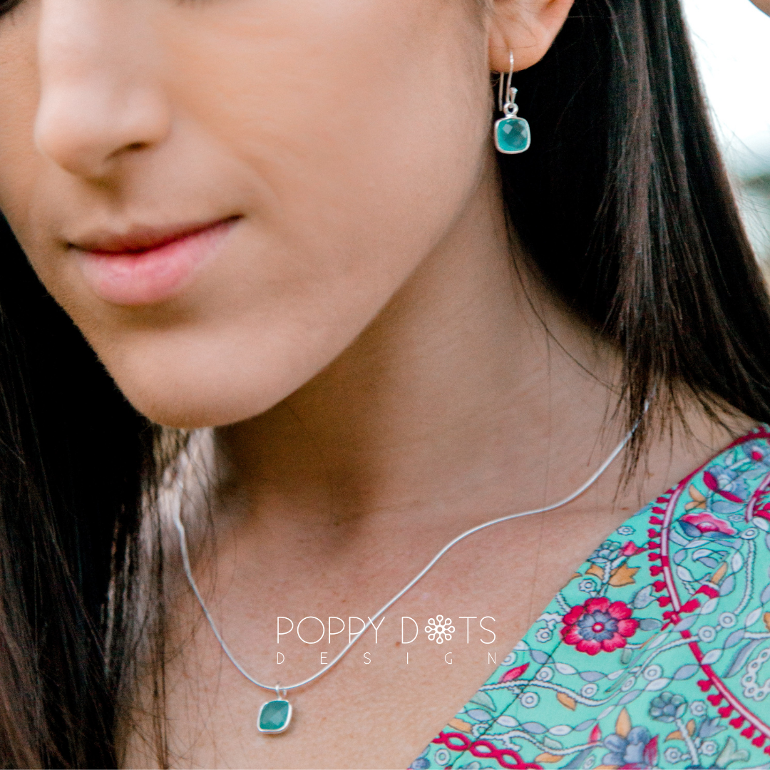 Sterling Silver Blue Onyx Earrings