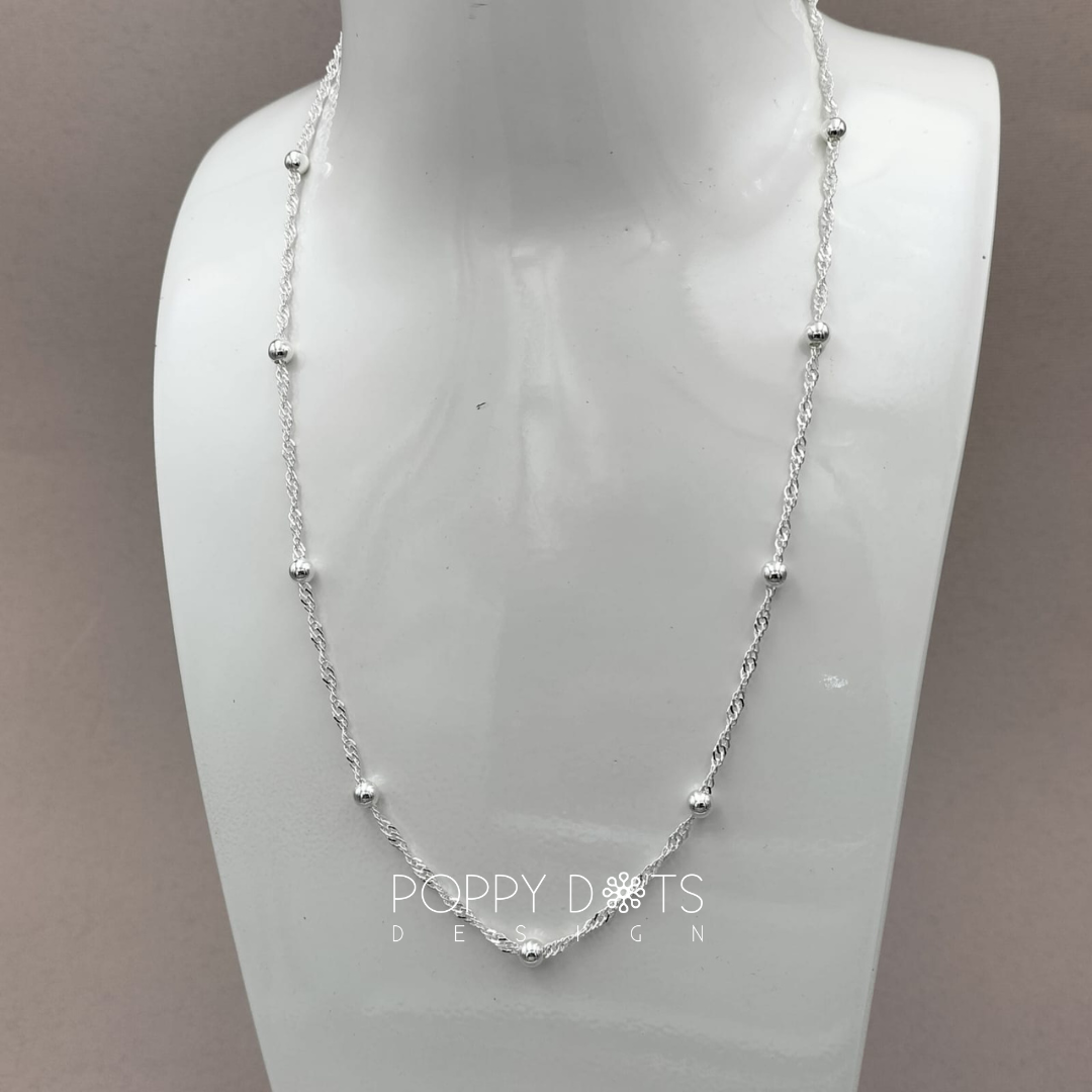Sterling Silver Dottie Ball Chain Necklace 45cm
