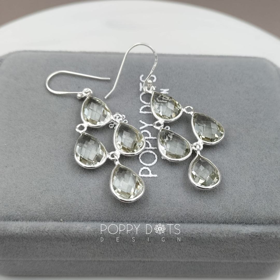 Sterling Silver Green Amethyst Chandelier Earrings