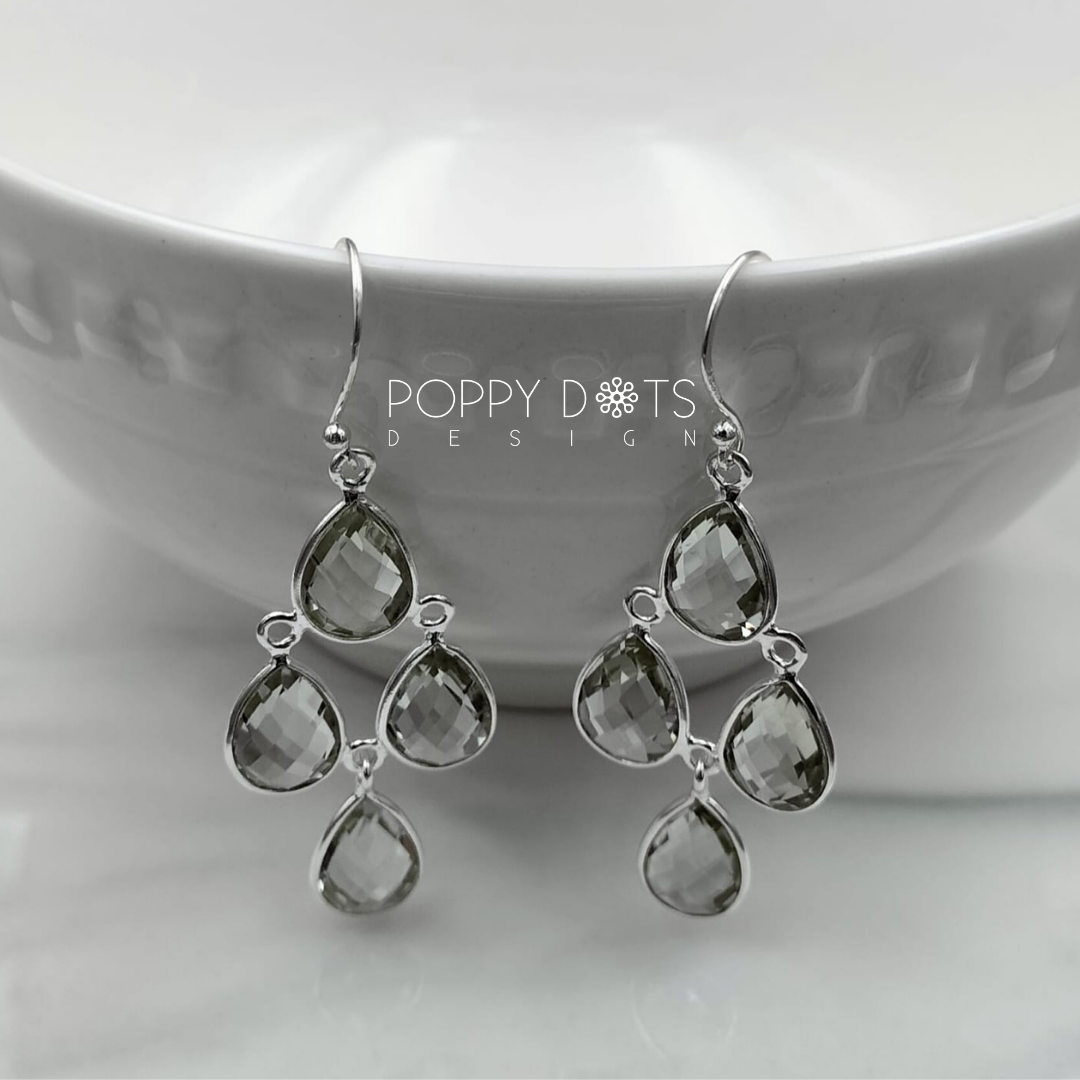 Sterling Silver Green Amethyst Chandelier Earrings