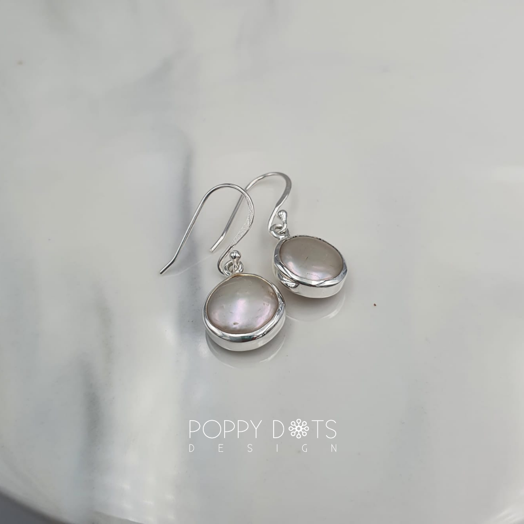 Luxurious Sterling Silver Freshwater Coin Pearl Earrings