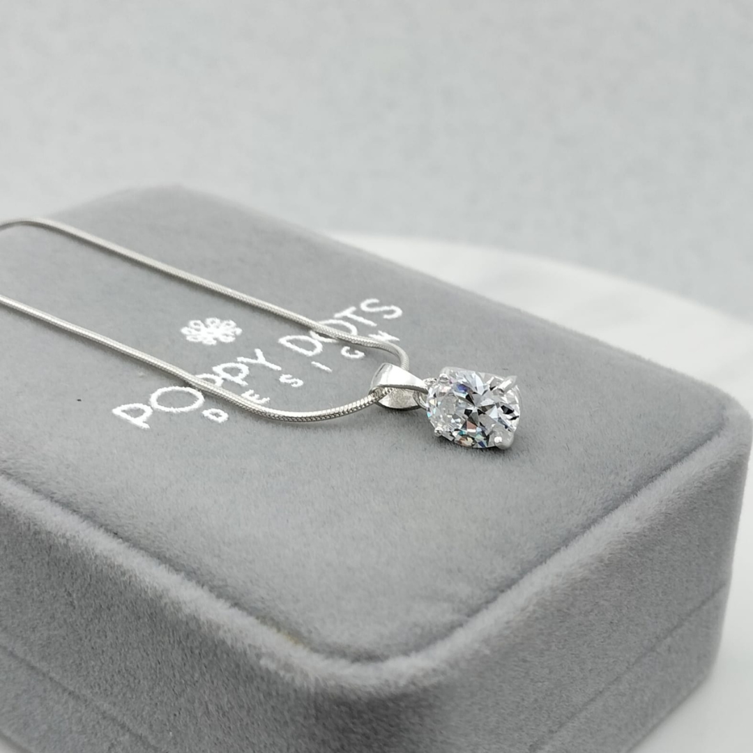 Sterling Silver Oval Zirconia Pendant