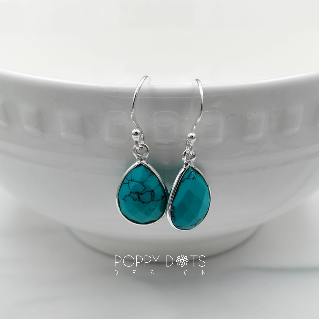 Sterling Silver Teardrop Turquoise Earrings