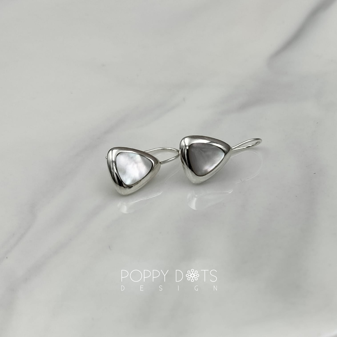 Sterling Silver Triangle Mother of Pearl Earrings