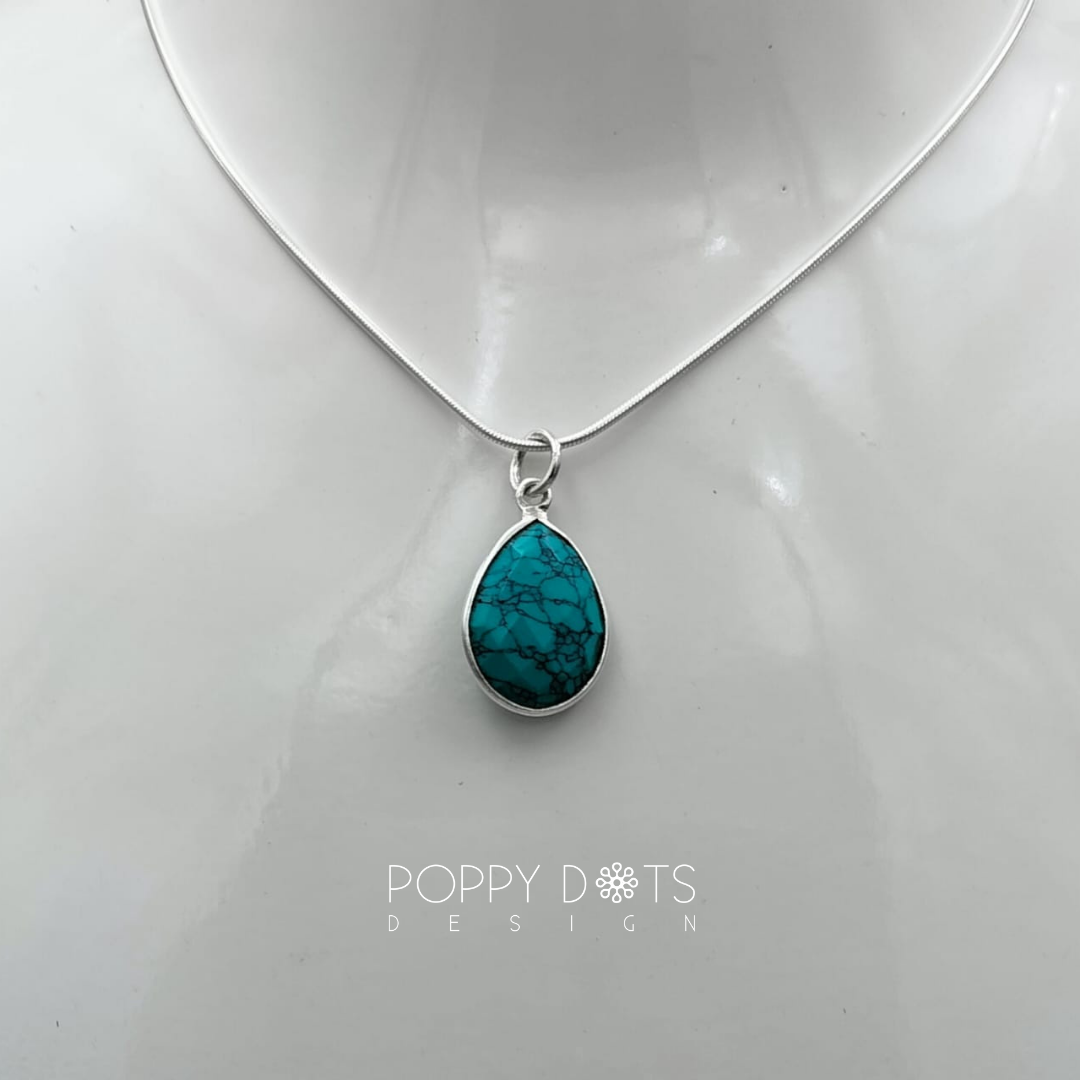 Sterling Silver Turquoise Teardrop Pendant