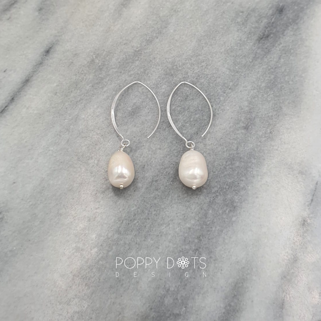 Sterling Silver White Potato Pearl Earrings