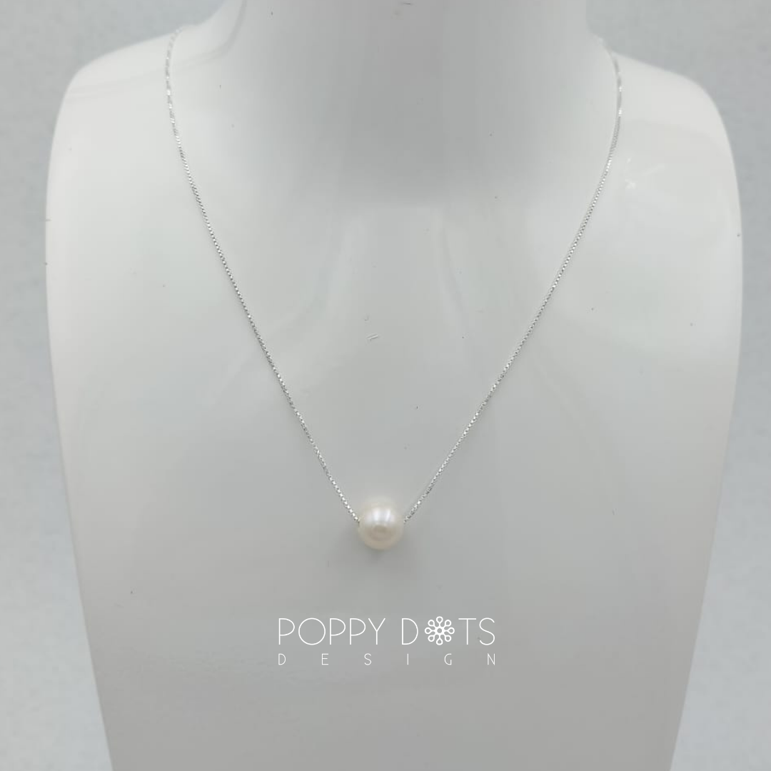 Sterling Silver Floating Freshwater Pearl Necklace