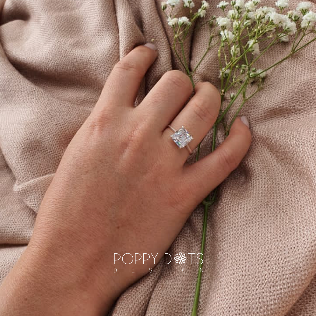 Sterling Silver & Square Zirconia Ring