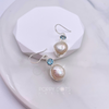 Sterling Silver Pearl and Blue Topaz Earrings