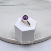Sterling Silver Classic Round Cab Purple Amethyst Ring